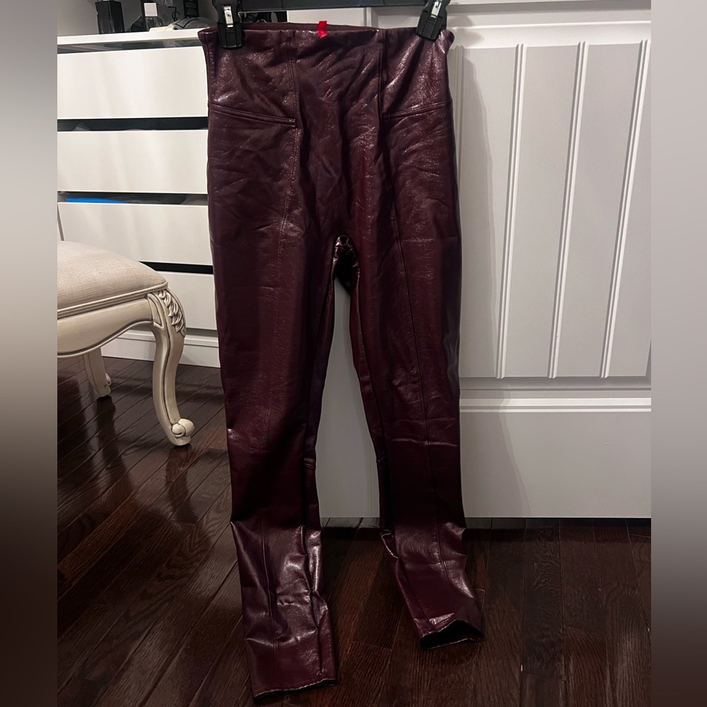 burgundy spanx leggings